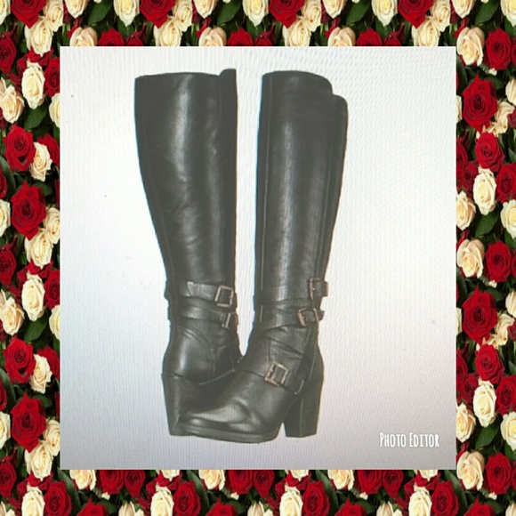 ****SALE, SALE, SALE***Steve Madden***SALE, SALE, Shoes - STEVE MADDEN "YORK" BLACK LEATHER KNEE HIGH BOOTS